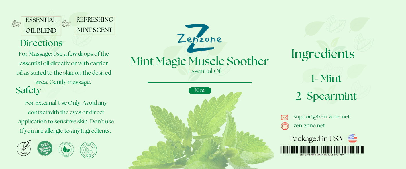 Essential Oil Mint Magic Muscle Soother By Zenzone (30ml)