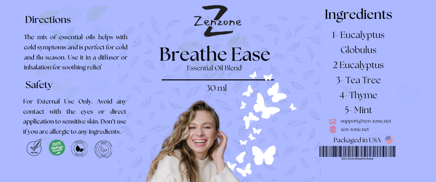 Breathe Ease Essential Oil Blend by Zenzone (30ml)